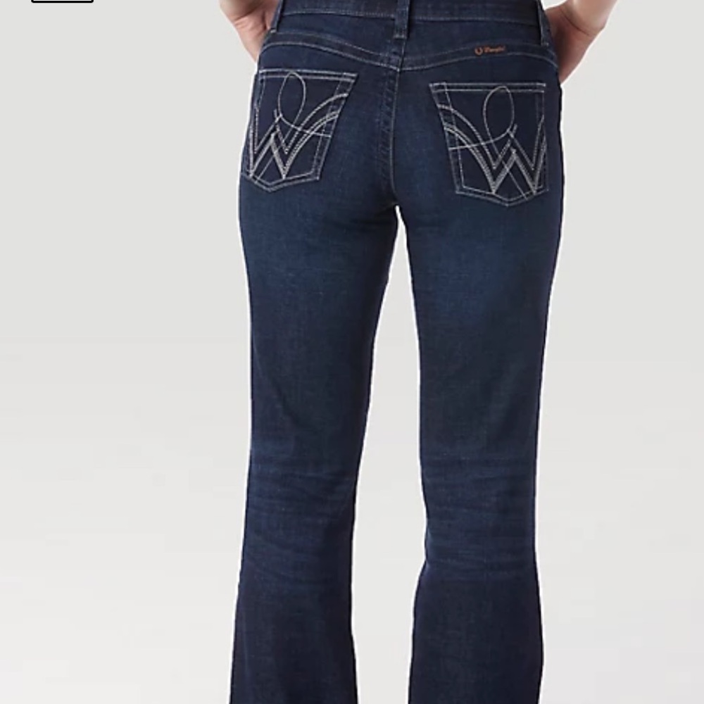 WRANGLER Ultimate Riding Jeans Q-BABY Mid-Rise Bootcut Classic Blue 9/10X38 Tall - Picture 9 of 10